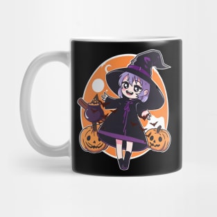 Halloween Holiday with Witchcraft Chibi anime Character Design Mug